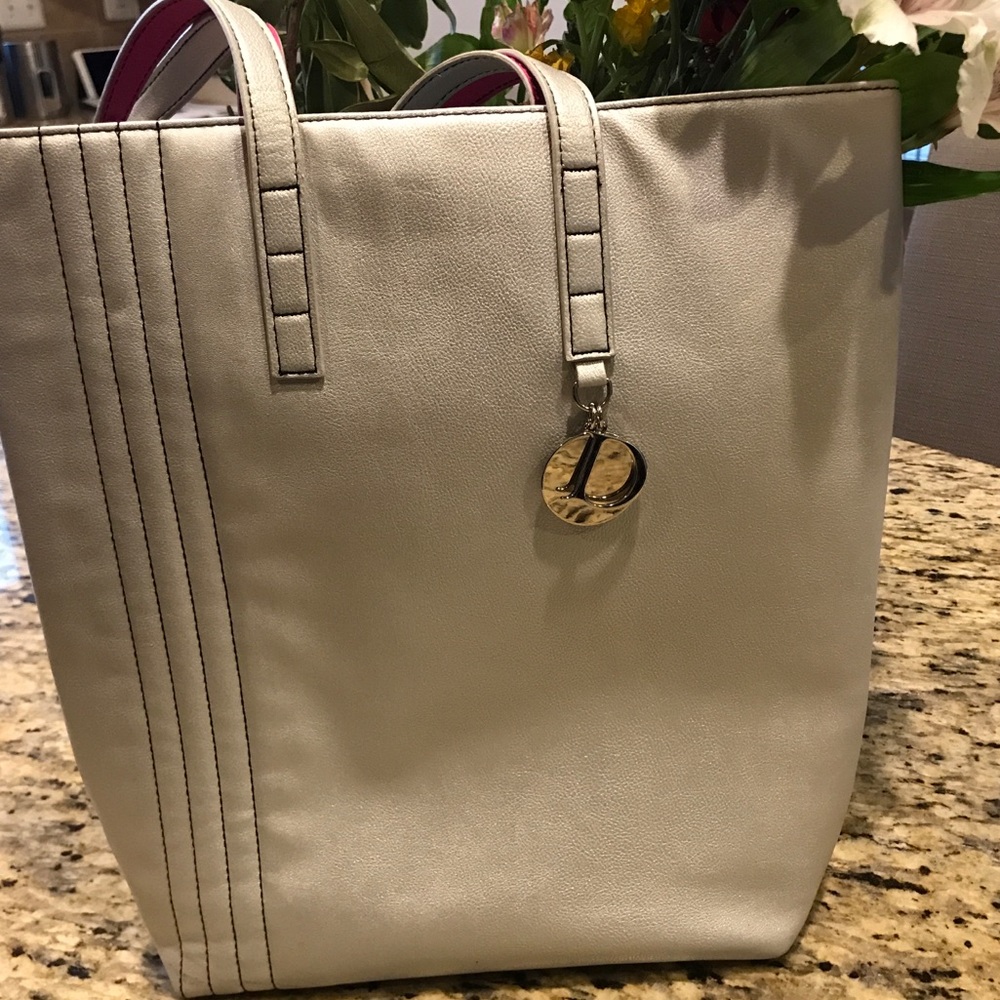 Silver Faux Leather Tote.